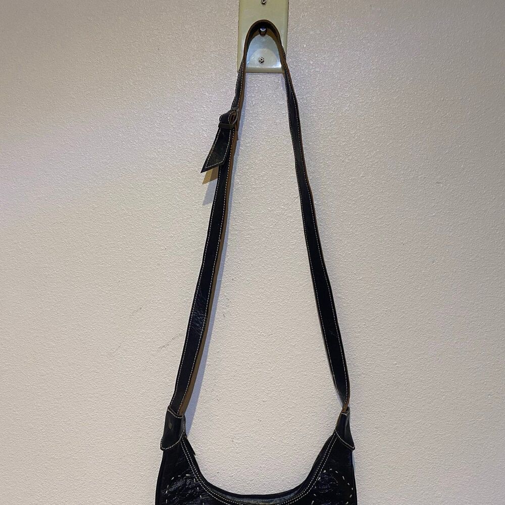 Moroccan Leather Crossbody Bag Women's Shoulder Bag Bohemian Tote Bag - Picture 4 of 7